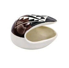 Vintage Native American Souix Pottery Hepo Signed Seashell Trinket Dish