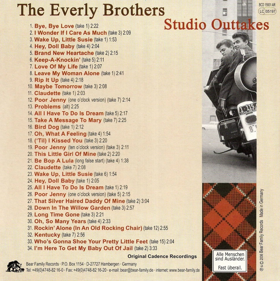 THE EVERLY BROTHERS - STUDIO OUTTAKES ( Bear Family Records ) - 34 Titel - Bild 2 von 4