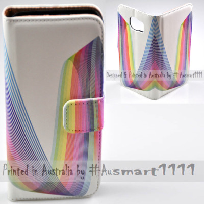 For Huawei Series - Rainbow Lines Theme Print Wallet Mobile Phone Case Cover