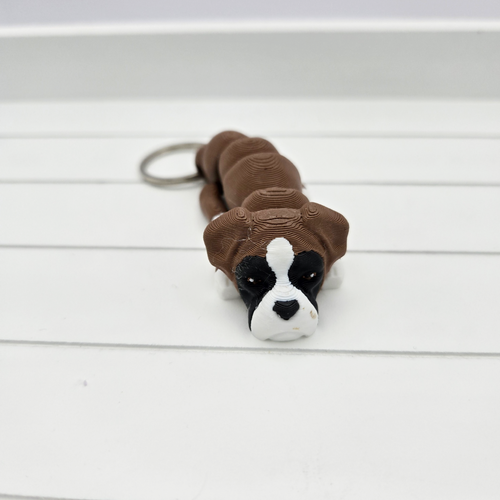3D Printed Boxer Dog Flexi Keyring Articulated Fidget, bag charm pet keyring - Picture 3 of 6