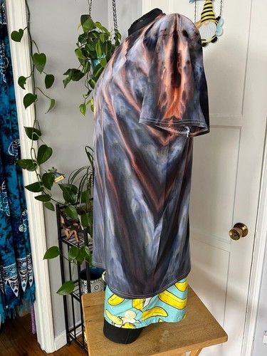 Roll Fold Ice Tie Dye T-Shirt, Unisex XL SS Crew, Blue-Gray & Pale Copper - Picture 9 of 10