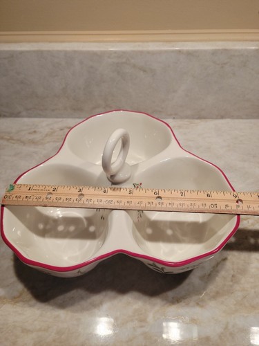 Better Homes Holiday Collection 3 Cup Condiment Server Misletoe Design - Picture 5 of 7