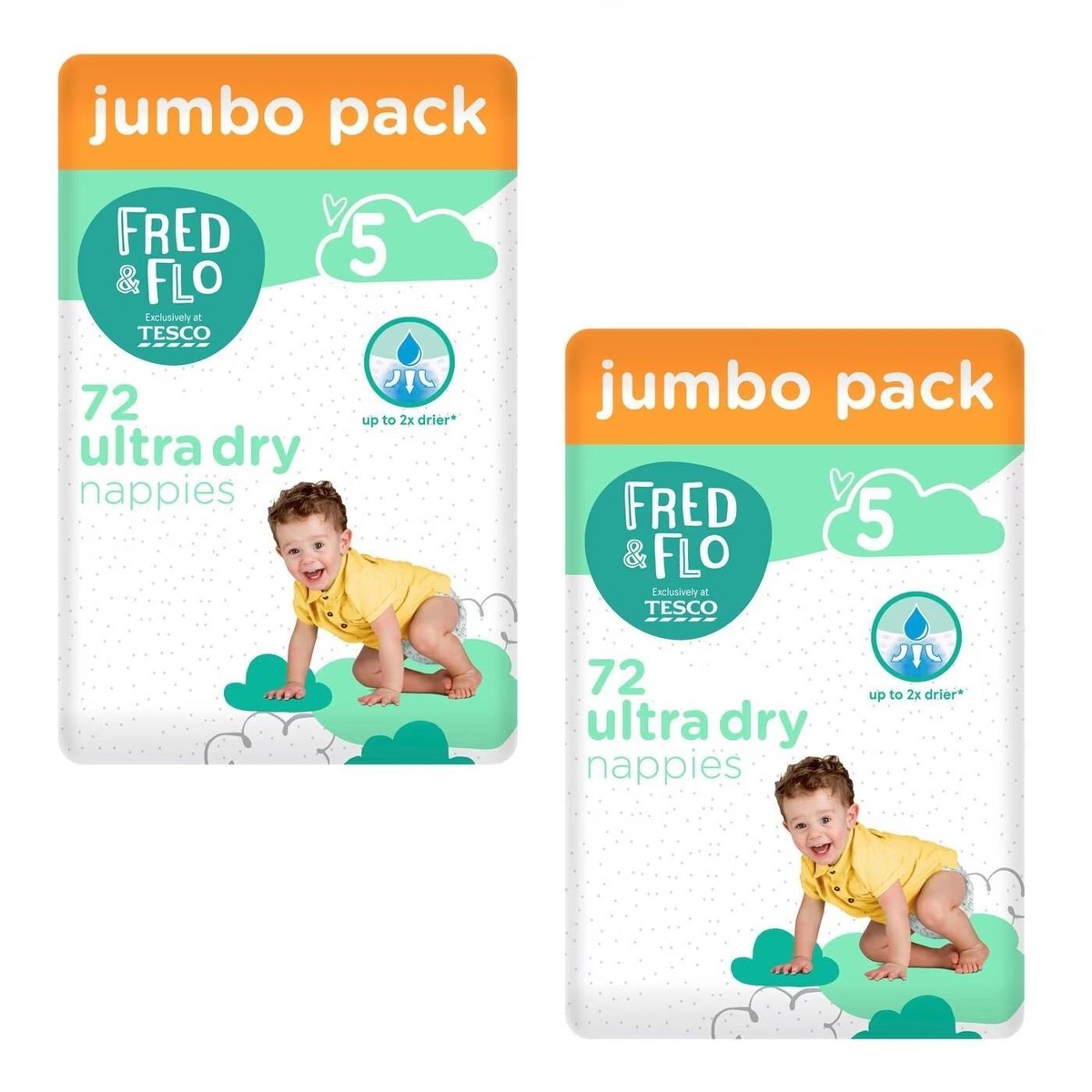 Fred Flo Size Nappies Jumbo 72 Pack (Pack of 2) UK