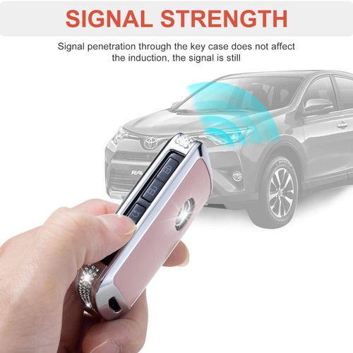 Key Fob Cover Compatible with Mazda Pink Leather Crystal 360 ° Protection Key - 第 5/19 張圖片