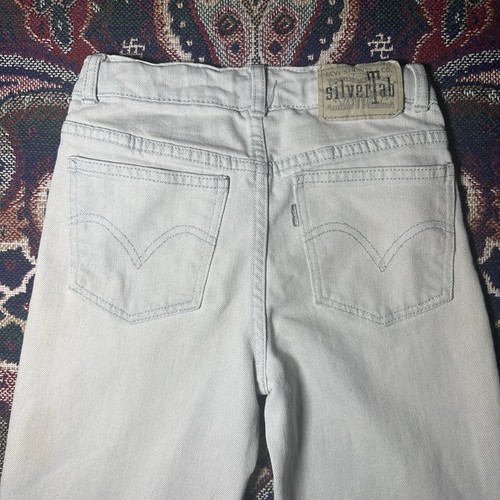 Vintage Levis Silvertab Kids White Baggy Denim Jeans Skater Size 8 Regular - Picture 11 of 12