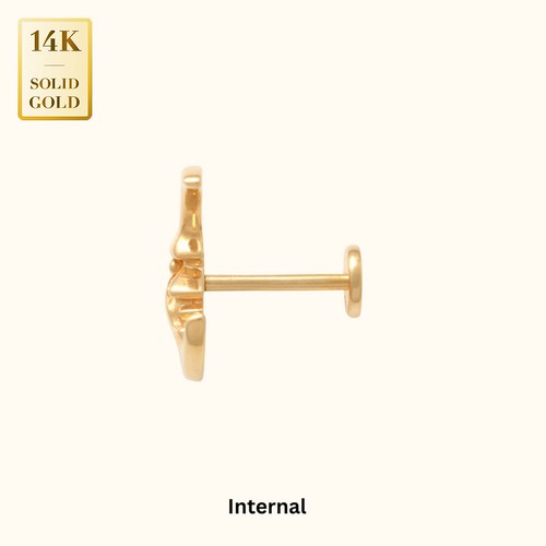 Piercing Cartílago Media Luna Cara Oro Sólido 14K Daith Tragus Interno 18G - Imagen 6 de 7