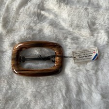 Vintage French Brown Plastic Hair Bow Metal Clip Barrette New Made in France
