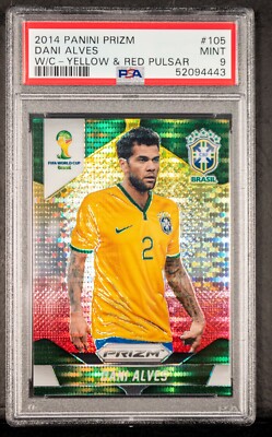 2014 Panini Prizm World Cup Dani Alves #105 PSA 9 Yellow Red
