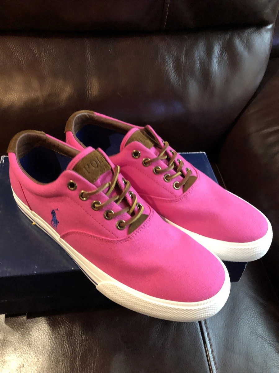 New Polo Ralph Lauren Men s Vaughn Pink Sneakers Casual Shoes Size