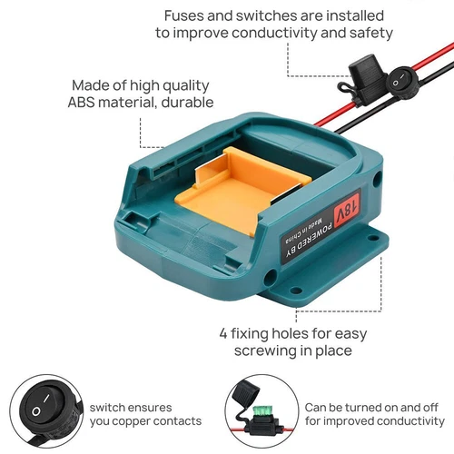 Battery Adapter For Makita 18V with Fuse & Switch 14 AWG Power Convertor DIY AU - Picture 10 of 14