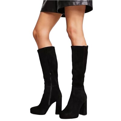 【スティーブマデン】マルチェロブーツ Steve Madden Marcello Boot Black Suede Leather Knee High 9.5