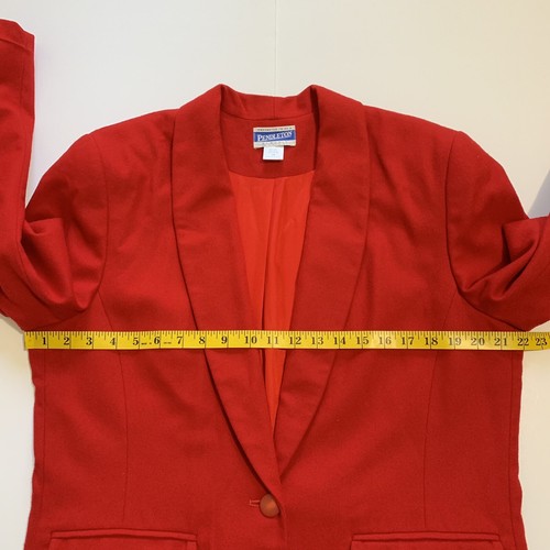 Vintage Pendleton Blazer Schurwolle rot Größe 14 Schalkragen Einknopf 1990er - Bild 9 von 12