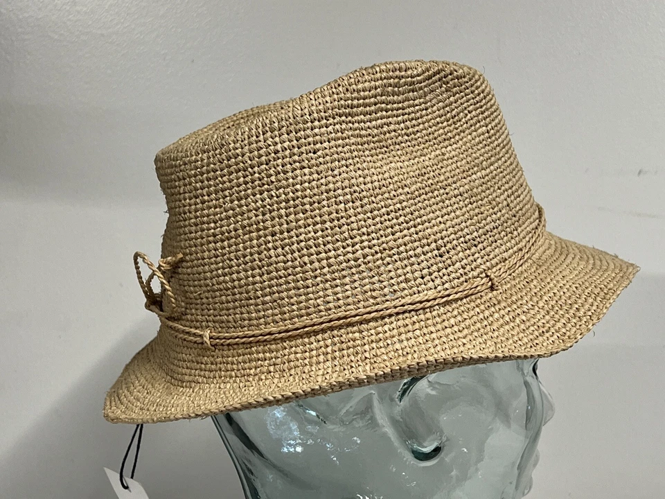 Helen Kaminski Juvenil Fai Natural Rafia Paja Fedora Sombrero Nuevo con Etiquetas Niño Talla S Foto 4 de 4
