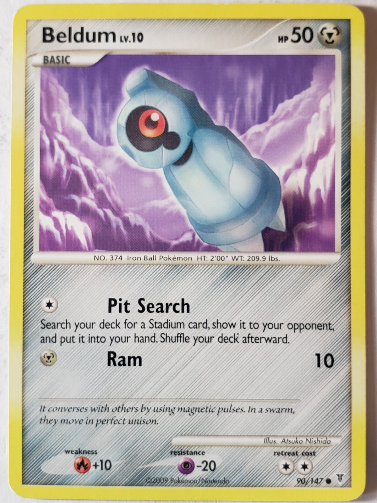Beldum 90/147 LP - Supreme Victors Pokemon Card - Atsuko Nishida Art