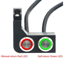 7/8" 10A Waterproof CNC Motorcycle /Manual + Self Return Switches-Red/Green  LED