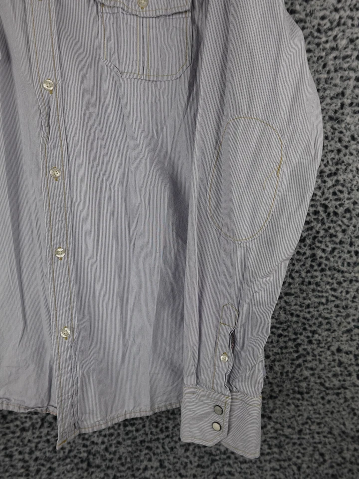 Camisa con botones a rayas Scotch & Soda XL para hombre Amsterdam’s Finest parche en el codo Foto 4 de 4