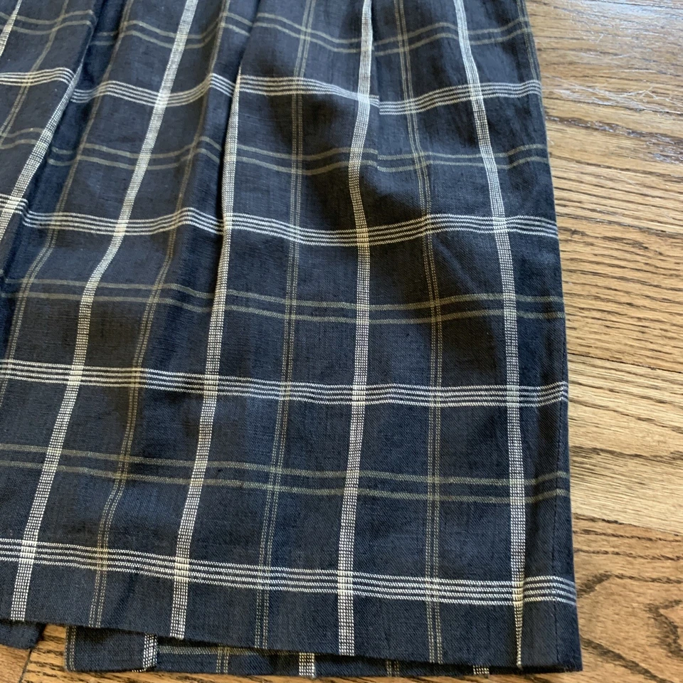 Falda Vintage Rafaella Lino Mezcla Algodón Cuadros Ventana Panel Línea A Talla 5/6 Italia Foto 2 de 4