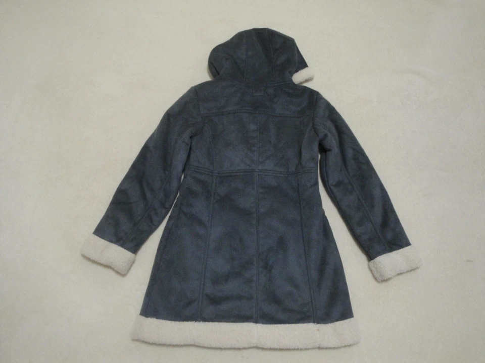 ❄️Old Navy Faux-Suede Sherpa Grey Hooded size 10/12 Lightweight Jacket - Image 2 of 4