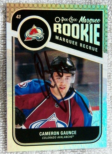 Colorado Avalanche Cameron Gaunce signierte 11/12 O-Pee-Chee Rainbow Rookie Karte