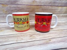 2 Gurkha Cigar 1887 Tobacco Merchant Coffee Tea Soup Mugs Cups 18 oz Tobacciana