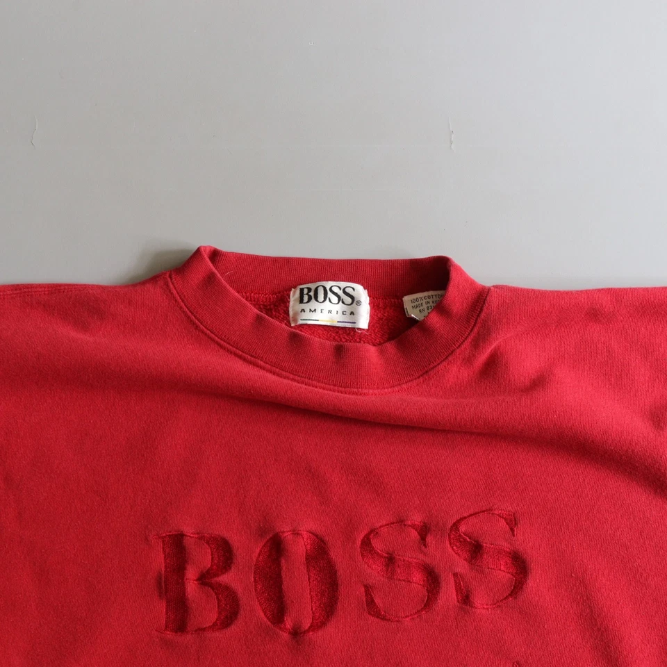 Vtg Boss America Crewneck Sweatshirt Mens Large Red Embroidered 90s Oversize - Image 2 of 4
