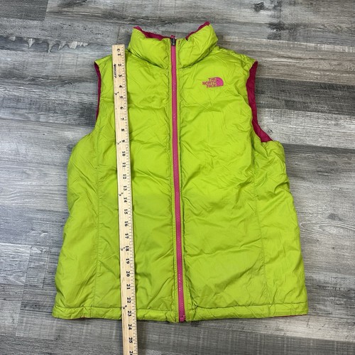 The North Face 550 Down Puffer Vest Girls XL (18) Reversible Pink Green Neon - Picture 5 of 7