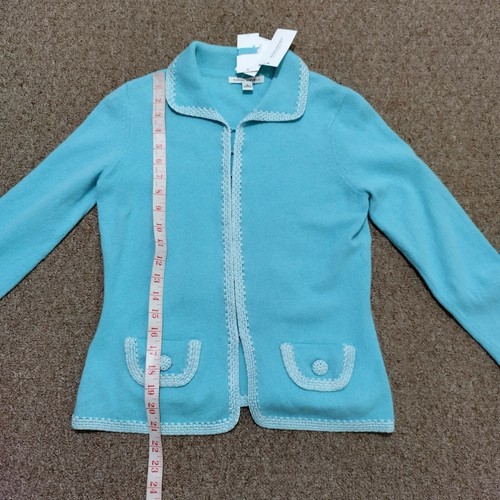 Banana Republic Women Size Small Teal Cotton Angora Sweater Cardigan NWT - Picture 5 of 9