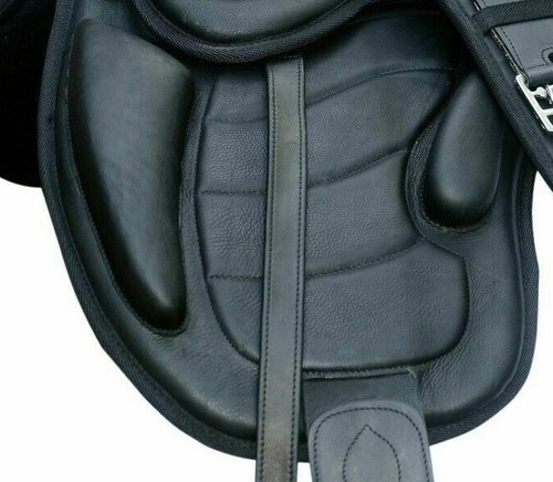 SILLA DE MONTAR DE CABALLO DE CUERO SUAVE SIN ÁRBOLES COLOR NEGRO Y MARRÓN APTA PARA TAMAÑO DE ASIENTO (16"-18") - Imagen 4 de 12