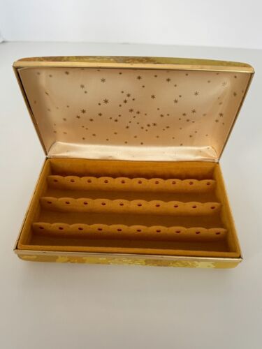 Mele Jewelry Box Earrings Hard Travel Case Yellow Clamshell Vintage Organizer - Picture 9 of 12
