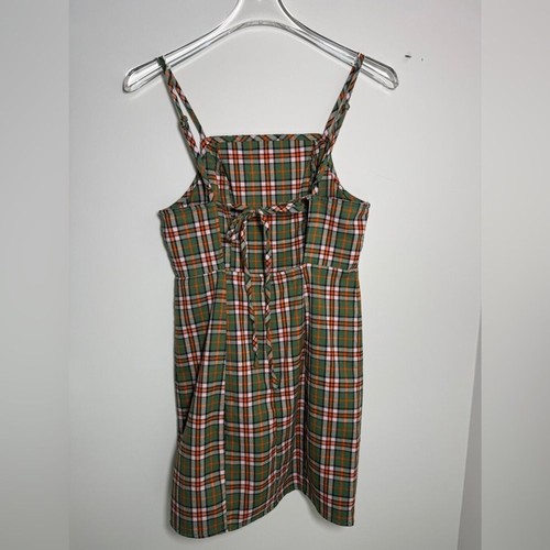 URBAN OUTFITTERS UO Monica Plaid Square Neck Mini Dress M - Picture 3 of 5