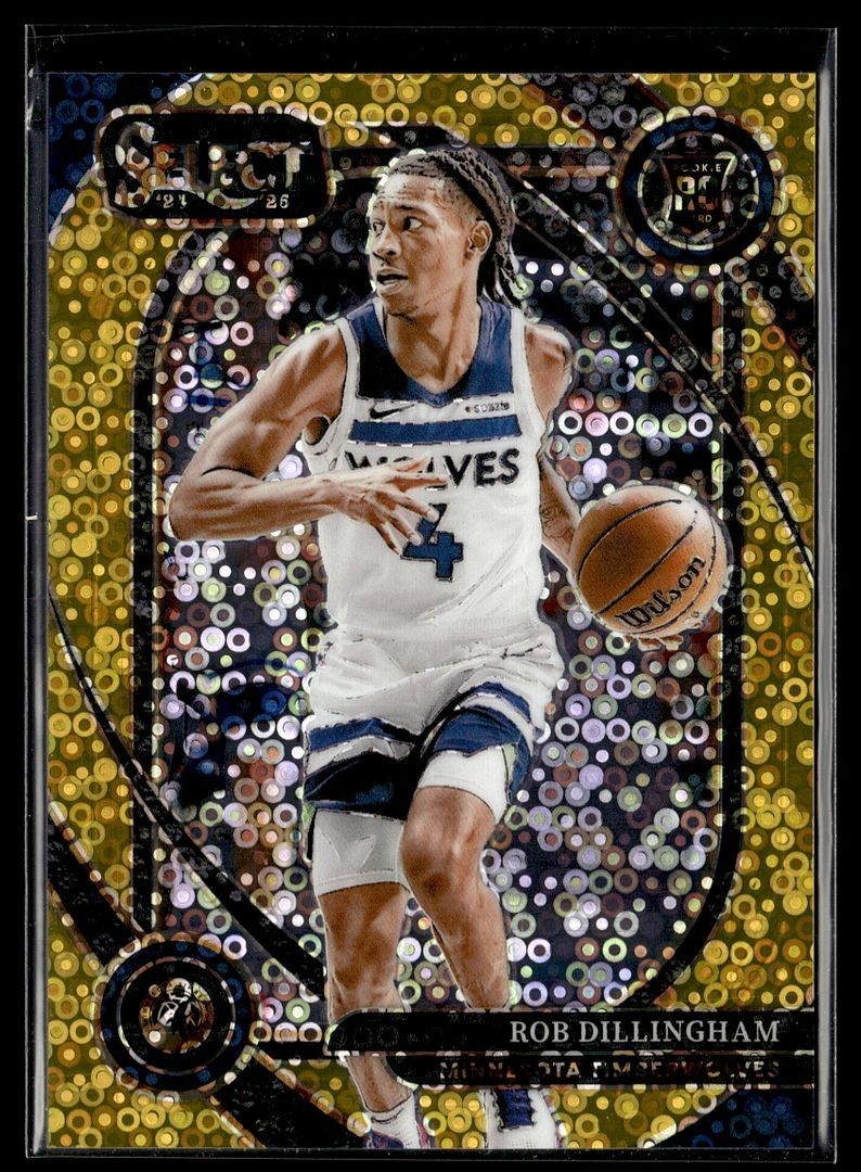 2024-25 SELECT GOLD DISCO ROOKIE /10 COURTSIDE ROB DILLINGHAM TWOLVES