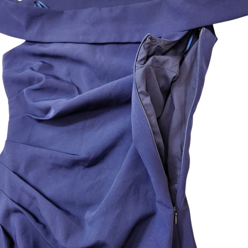 Abito da cocktail donna blu Milly taglia 6 alleato spalle scoperte orlo asimmetrico nuovo con etichette - Foto 13 di 17