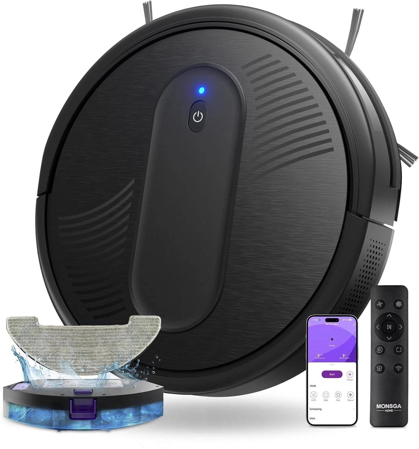 MONSGA Robot Vacuum Cleaner with Mop, 4000Pa Strong Suction