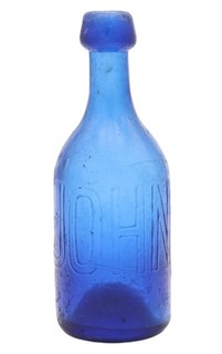 ANTIQUE COBALT BLUE IRON PONTIL JOHN RYAN SAVANNAH GEORGIA SODA BOTTLE