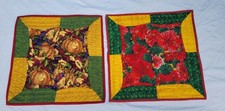 2 Handmade Quilted Christmas Fall Table Decor Pad Centerpiece 2 Sided Festive
