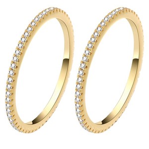 Authentic 2-Pack 14K Gold Plated Stacking Rings for Oura Ring Gen 4/Gen 3, Cubic Zircon...