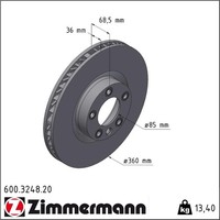 Zimmermann 600.3248.20 Bremsscheibe FüR Porsche Vw Cayenne Touareg 92A 7P5 7P6
