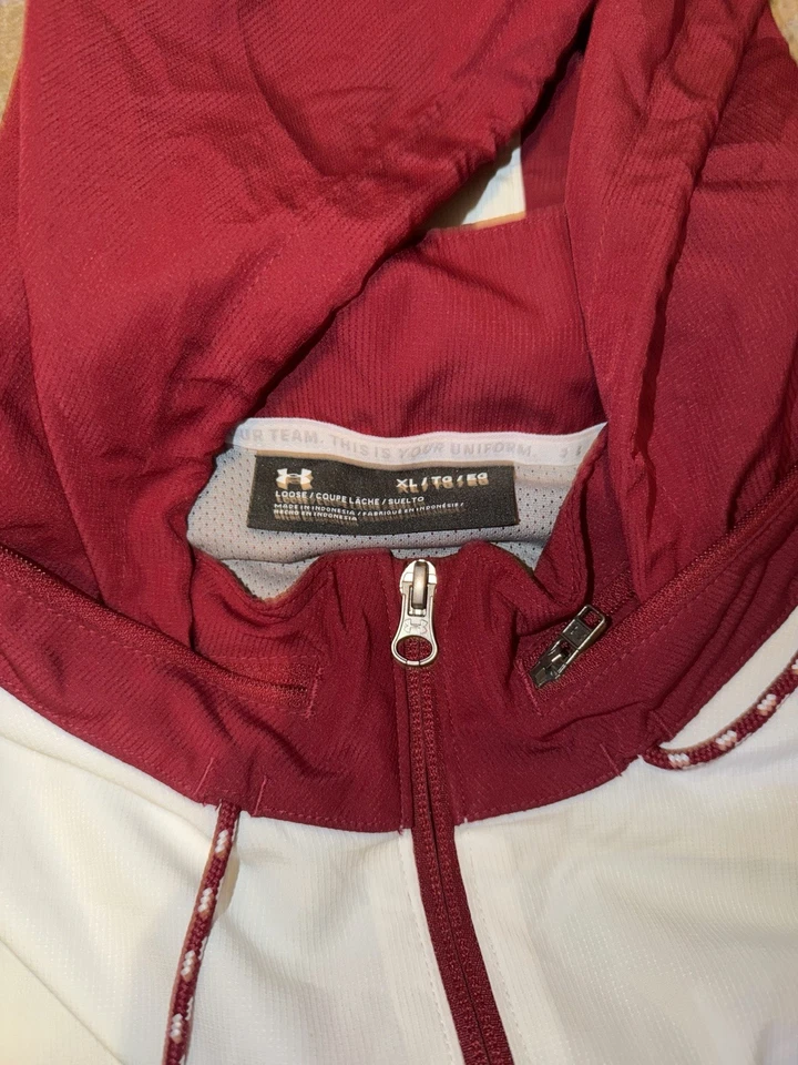 Under Armour Umass Minuteman Windbreaker Jacket Xl Red Hoodie University Store - Image 2 of 4