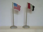 Marx 4757 Battleground  Play Set  / German & US Flags w/ Plastic Poles & Bases