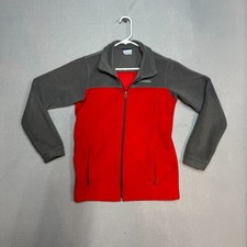 Columbia boys size XL 18-20 red full zip fleece jacket polyester soft 1114