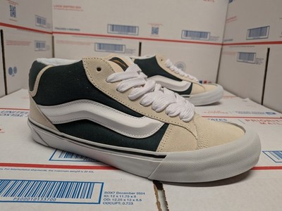 Cream Green Chunky Logo VANS Knu Skool Mid Retro Style Skate Shoes Half Cab 8.5