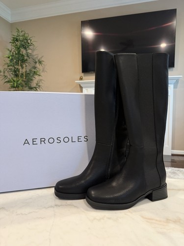 New Aerosoles Darlo Black Knee High Women's Riding Boots 6M