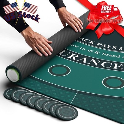 Blackjack Mat 70'' X 35'', Blackjack Table Top for Home Game Nights with Friends