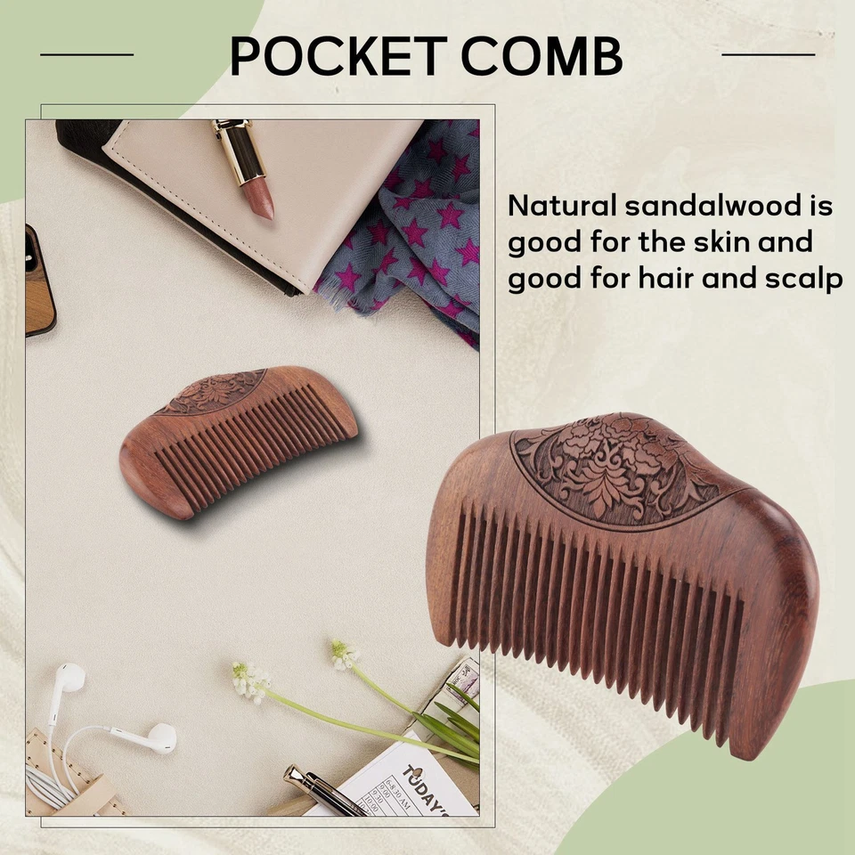 Pente de sândalo dente super estreito pentes de madeira piolhos estáticos 1541 - Imagem 2 de 4