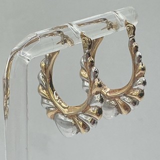 Two Tone 9ct Yellow Gold Hoop Earrings 1.30g AP#533