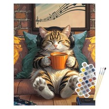 Paint by Numbers Kit for Adults Beginners, Cat Paint by Number on Canvas, DIY Ac