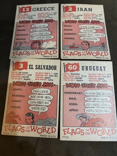 1956 TOPPS 26 FLAGS OF THE WORLD VG CONDITION IRAN + ITALY + UNITED NATIONS + - Picture 10 of 14