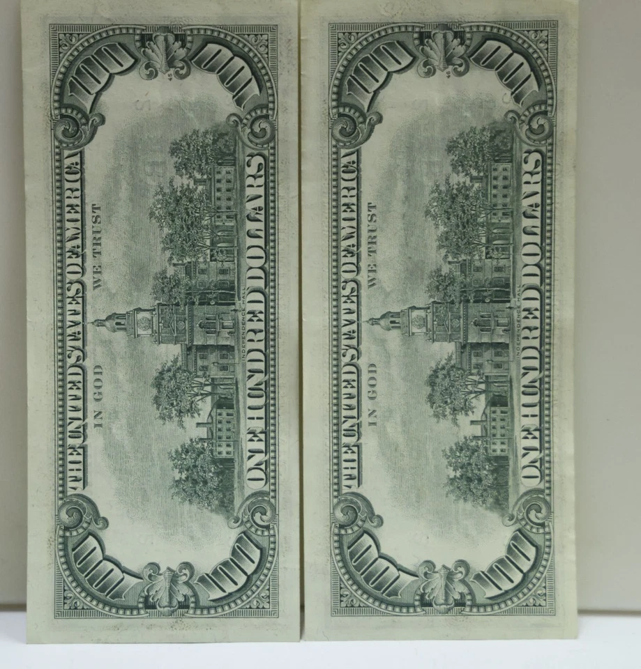 Consecutive Star Notes 1974 $100 FRN B02237470/71 XF+ - Image 2 of 2