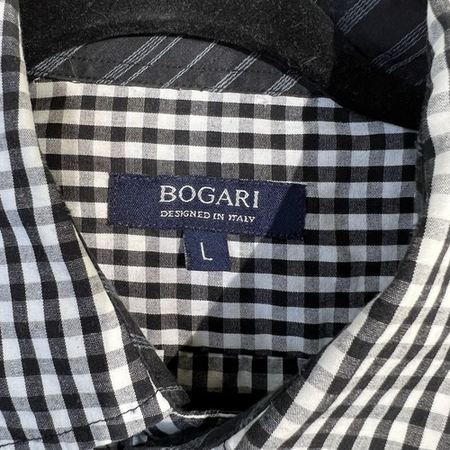 Bogari Shirt Mens Size Large Long Sleeve Button Down Black& White Gingham Plaid - Picture 3 of 6