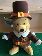 Disney Store Pilgrim Winnie the Pooh 8" Mini Bean Bag Plush Thanksgiving